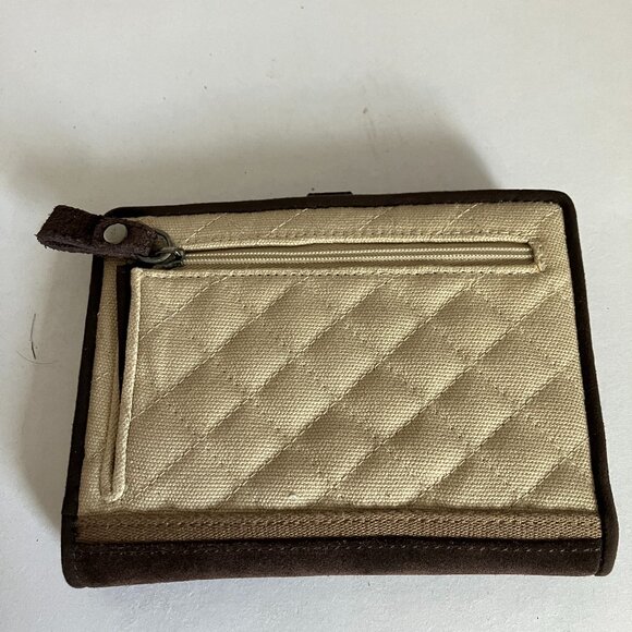 Vera Bradley Small Zip & Snap Wallet Caramel Cream Beige Tan Organizer. - Picture 2 of 6